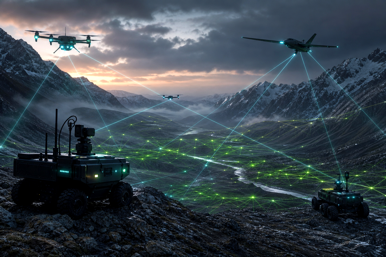 Autonomous drones and ground vehicles coordinating in GPS-denied terrain